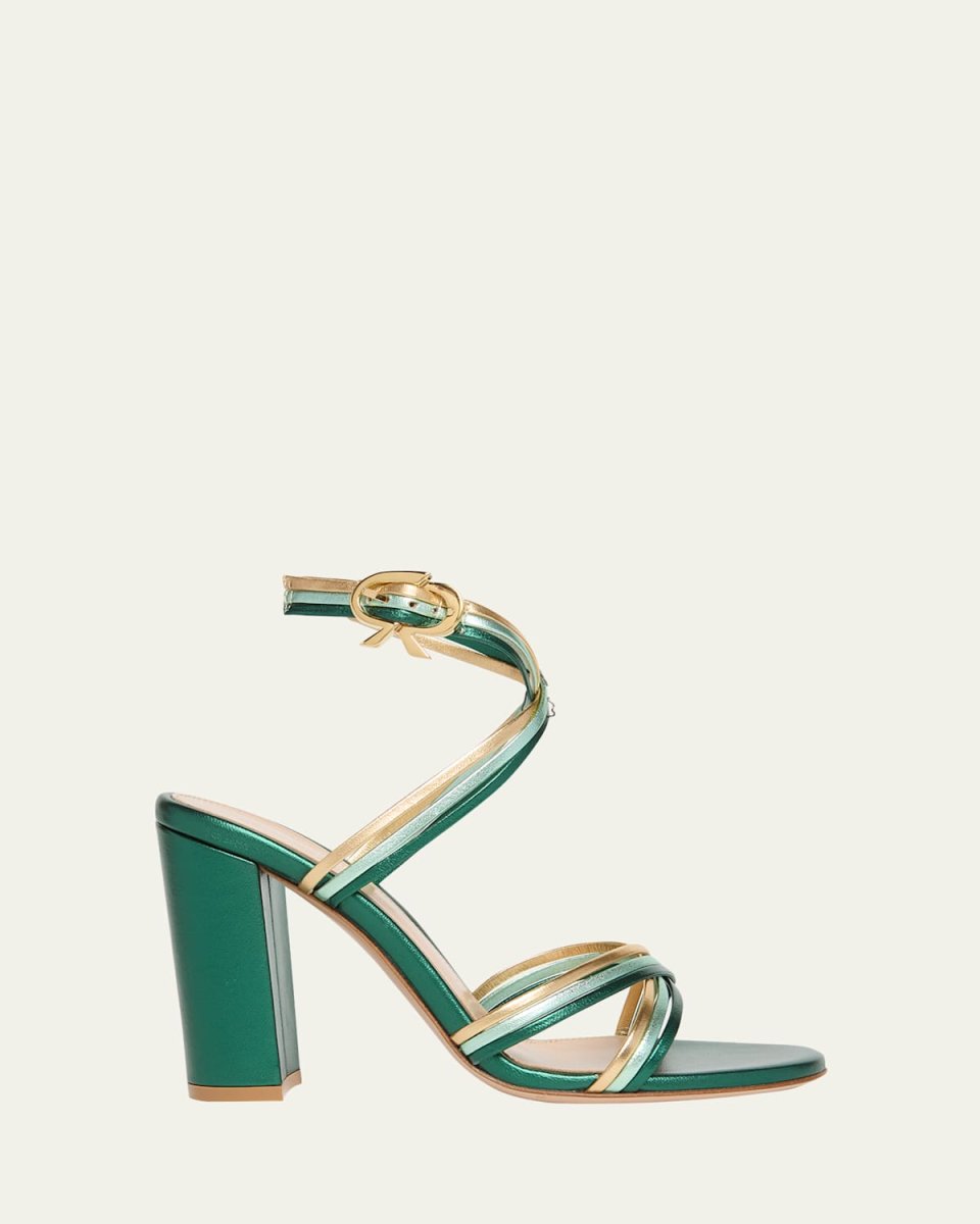 Napa Leather Strappy Block-Heel Sandals